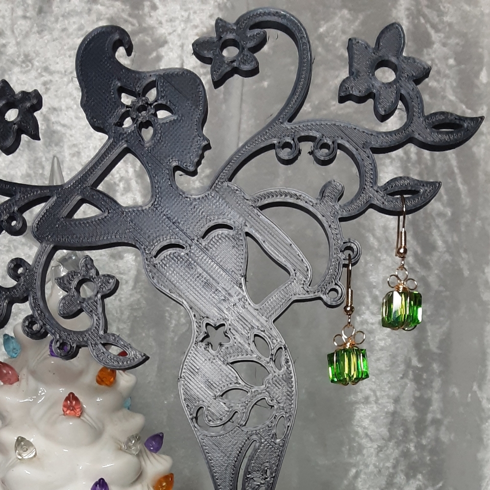 Handmade Crystal Gift Box Earrings Christmas  Green